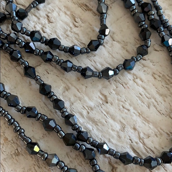 NWOT Multi Layered Grey Bead Necklace - Picture 3 of 5